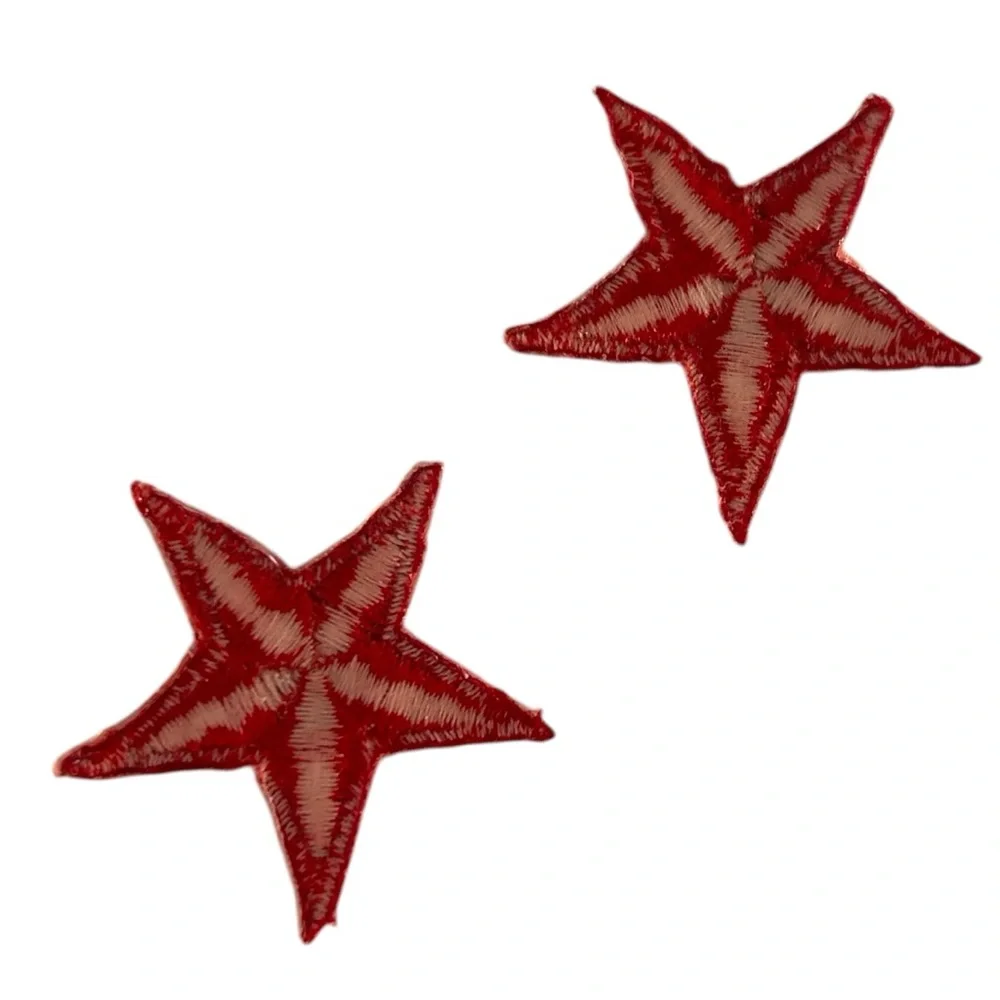 🦋 5/$25 - Set of 2 Iron-On Patches - Red Stars - (1.5” x 1.5”)